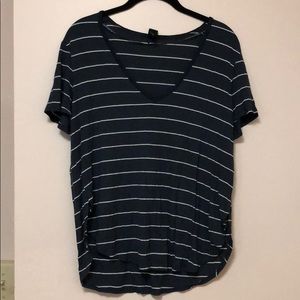 Volcom navy blue with white stripe women’s shirt